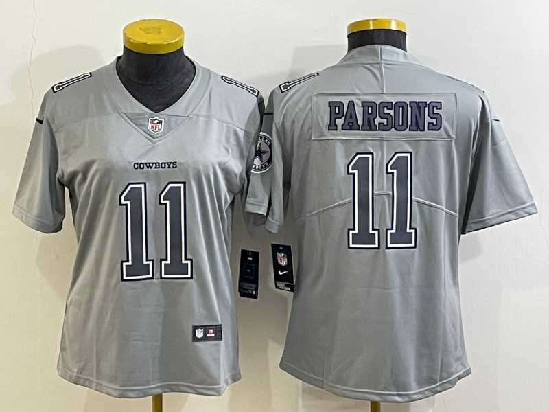 Women%27s Dallas Cowboys #11 Micah Parsons Grey Atmosphere Fashion 2022 Vapor Untouchable Stitched Nike Limited Jersey